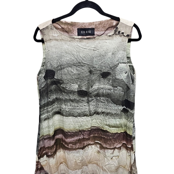 Ozai N Ku Habitat Round Neck Sleeveless Stripe Dress Size Small - Picture 2 of 8